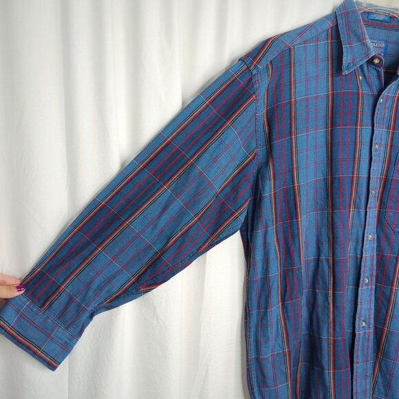 Pendleton Button Down Shirt Large Button Down Blue Plaid - Picture 4 of 7
